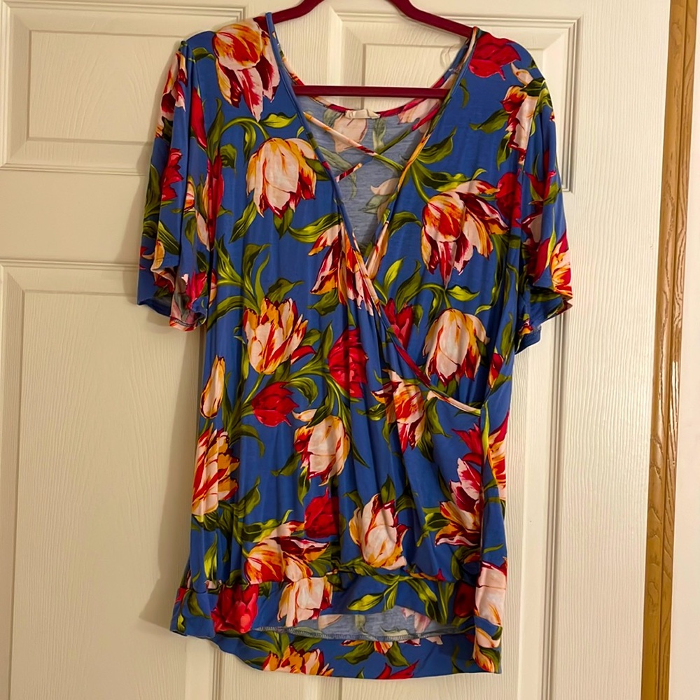 BE Stage Floral Criss-Cross Top XL